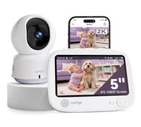 Comfyer 2K Babyphone Caméra Bébé, 5" 1080P Écran Babyphone Connecté Smartphone, Rotation à 355°, Détection de Mouvement &des Pleurs, Suivi Automatique, Vision Nocturne, Batterie 5050mAh