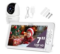Comfyer Babyphone Camera 7" Camera Bebe 720P HD 4000mAh Zoom 4X Supporte 4 Caméras Vision Nocturne VOX Capteur de Température Dialogue Bidirectionnel Berceuses et Bruit Blanc