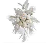 ComfyHarbor Arche de fleurs artificielles - Toile de fond de mariage - 100 x 70 cm - Arrangement floral à suspendre - Pour allée de route - Décoration en plastique synthétique - Blanc