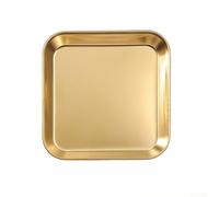 ComfyHarbor Assiette carrée plate en acier inoxydable 304 de qualité supérieure pour barbecue coréen pour restauration de fête 14,4 cm (14 x 14 doré)