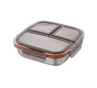 ComfyHarbor Boîte à déjeuner à 3 compartiments en acier inoxydable, 600 ml, étanche avec couvercles, boîte sans BPA pour enfants, adultes, école, travail, voyage, collations (couvercle noir)