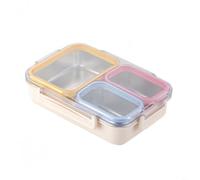 ComfyHarbor Boîte à déjeuner en acier inoxydable, 3 compartiments avec couvercles pour l'école, le travail en plein air, anti-fuite 304 avec couvercle transparent (beige)