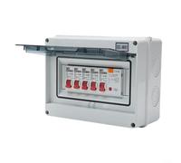 ComfyHarbor Boîte à fusibles 4 voies avec 63 A 30 mA RCD et 4 MCB, IP66 étanche, tableau de distribution électrique pour garage, abri de jardin, camping-car, caravane, atelier, gris