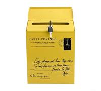 ComfyHarbor Boîte aux lettres murale vintage classique en fer avec serrure et clés, grande capacité pour courrier et journaux, solution de décoration d'intérieur extérieure (jaune)