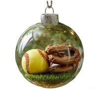 ComfyHarbor Boule de Noël en acrylique transparent de 8 cm avec motifs de baseball, golf, football pour décoration de table ou lieu de mariage (softball)