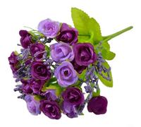 ComfyHarbor Bouquet de 21 roses artificielles en soie, 22 cm, pour mariage, décoration d'intérieur, accessoires de photographie, arrangement floral réaliste rose (violet)