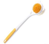 ComfyHarbor Brosse de douche à long manche, pour frotter le dos et laver les cheveux, avec poils doux et dents en silicone, poignée ergonomique antidérapante, design à suspendre à séchage rapide