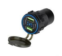 ComfyHarbor Chargeur de voiture 132 W à charge rapide, double type C et double USB 4 ports, pour adaptateur QC3.0 pour voiture, SUV, camion 12-24 V (bleu)
