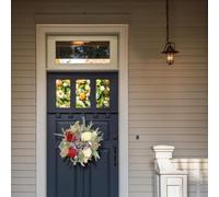 ComfyHarbor Couronne de vigne artificielle décorative avec plaque en bois fabriquée à la main pour intérieur et extérieur