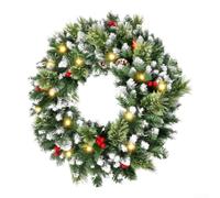 ComfyHarbor Couronne pour déco 30cm Branches Pin Effet Gelé Couronne pour(30cm)