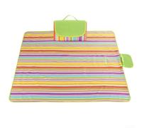 ComfyHarbor Couverture de pique-nique imperméable en tissu Oxford - 200 x 145 cm - Avec dos en PVC - Pliable - Antidérapant et anti-sable - Avec poignée - Pour plage, jardin, parc, camping (rayures
