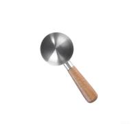 ComfyHarbor Cuillère à mélanger à long manche en bois en acier inoxydable Cuillère doseuse pour poudre, sucre, épices Capacité 12 g pour outil de barista