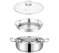ComfyHarbor Cuiseur vapeur en acier inoxydable avec plateau perforé, base multicouche pour une cuisson homogène de la chaleur, des fruits de mer et des légumes, compatible avec la plupart des
