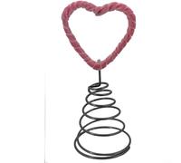 ComfyHarbor Décoration d'arbre en forme de cœur en ruban rose pour la Saint-Valentin, un lieu de mariage et des fêtes festives à la maison, ornement en métal et ruban, accent léger de 20 x 10 cm