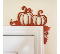 ComfyHarbor Décoration festive en bois et métal pour porte en forme de citrouille pour l'automne avec finition orange Thanksgiving et Halloween pour fenêtre, maison ou bureau (3)