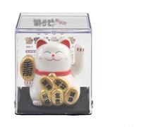 ComfyHarbor Décoration solaire en forme de chat porte-bonheur de 5,1 cm avec lingots dorés, décoration Feng Shui pour tableau de bord de voiture, bureau à domicile, figurine en plastique sans pile