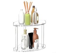ComfyHarbor Étagère d'angle à 2 niveaux en acrylique transparent pour comptoir de cuisine, salle de bain, gain de place, pour produits de toilette, cosmétiques, 17,8 x 17,8 x 20,3 cm