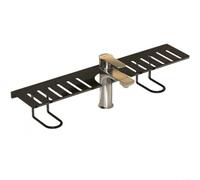 ComfyHarbor Étagère de salle de bain au-dessus du robinet, organisateur de comptoir d'évier sans perçage, étagère de rangement en acier au carbone avec large fente en forme de U et évacuation ventilée