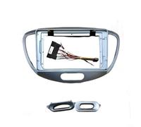 ComfyHarbor Façade d'autoradio 2DIN avec faisceau de câblage pour unité principale à grand écran, compatible avec Hyundai i10/2007-2013 - Kit cadre de tableau de bord ABS argenté