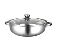 ComfyHarbor Faitout vapeur à deux étages en acier inoxydable de 28 cm avec couvercle en verre trempé pour plaques de cuisson à induction, gaz et halogènes, design double couche pour une cuisson