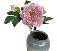 ComfyHarbor Fleurs de pivoines artificielles, 2 têtes de bouquet vintage en soie avec bords brûlés, tiges florales réalistes pour mariage, maison, jardin, accessoires de photographie (rose clair