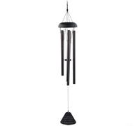 ComfyHarbor Grand carillon éolien en métal de 91,4 cm, cloche d'église résonante avec 5 tubes en aluminium, décoration de jardin rétro pour cour, terrasse, balcon, finition bronze