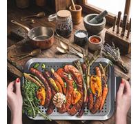 ComfyHarbor Grille Barbecue Acier Inoxydable Trouée Résistante(49.5*30*2CM) | Lot de 3 tailles, acier inoxydable pour robuste, pour idéal poisson légumes, distribution chaleur uniforme