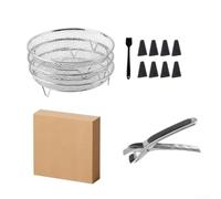 ComfyHarbor Grille BBQ Acier 20cm 3pcs Drainage Huile Grille BBQ Acier 20cm | Acier inoxydable 304, pour contact alimentaire sûr, diamètre 20cm, lot de 3 , nettoyage facile