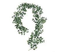ComfyHarbor Guirlande de verdure artificielle de 1,8 m avec vignes en rotin suspendues pour Noël, arche de mariage, fête rustique et décoration d'intérieur, feuilles en plastique gris vert décoration