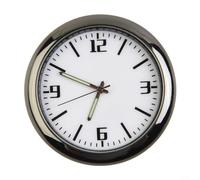 ComfyHarbor Horloge analogique à quartz lumineuse pour tableau de bord de voiture Mini avec support de grille d'aération, boîtier en métal, taille 4 x 4 cm pour décoration de voiture, maison ou bureau