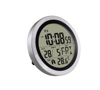 ComfyHarbor Horloge de Douche Étanche IP44 avec Support Pliable | Ã cran LCD lisible, pour affichage simultanÃ© heure date pour jour, design minimaliste , plastique peint