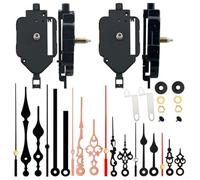 ComfyHarbor Kit de mouvement d'horloge pendule avec secondes sautantes, lot de 2 mécanismes d'horloge murale pour réparation à faire soi-même, comprend 6 ensembles d'aiguilles d'horloge en métal