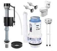 ComfyHarbor Kit de réparation de réservoir de toilettes de 7,6 cm avec entrée d'eau et vannes de vidange, bouton de chasse d'eau de 48 mm, boulons de fixation et tampon pour remplacement de plomberie