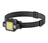 ComfyHarbor Lampe frontale LED magnétique, rechargeable USB-C avec lumière d'avertissement rouge et bleue, 5 modes, lampe de travail légère et portable pour le camping, la randonnée, les activités