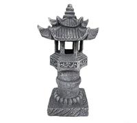 ComfyHarbor Lampe solaire pagode en résine, aspect pierre, statue de jardin zen avec marche/arrêt automatique, protection IP44, décoration extérieure pour cour, terrasse, pelouse, 12,2 x 12,2 x 30,5