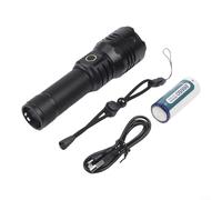 ComfyHarbor Lampe torche LED rechargeable 1000 lumens avec zoom, 5 modes, corps en alliage d'aluminium, indicateur de batterie pour camping, randonnée, aventures nocturnes en plein air (B)