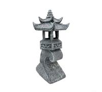 ComfyHarbor Lanterne solaire pagode en résine, imitation pierre LED, marche/arrêt automatique, pour cour, terrasse, pelouse, gris, 32,5 x 15 x 10 cm (A)
