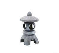 ComfyHarbor Lanterne solaire pagode en résine, imitation pierre LED, marche/arrêt automatique, pour cour, terrasse, pelouse, gris, 32,5 x 15 x 10 cm (B)