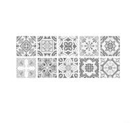 ComfyHarbor Lot de 10 autocollants muraux nordiques en PVC imperméable à motif floral pour cuisine et salle de bain, gris, 15 x 15 cm (C)