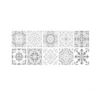 ComfyHarbor Lot de 10 autocollants muraux nordiques en PVC imperméable avec motif floral pour cuisine et salle de bain, gris, 15 x 15 cm (A)