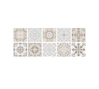 ComfyHarbor Lot de 10 autocollants muraux nordiques en PVC imperméable avec motif floral pour cuisine et salle de bain, gris, 15 x 15 cm, B