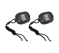 ComfyHarbor Lot de 2 chronomètres numériques, avec 2 mémoires, précision 1/100 s, pour la natation, la course, l'entraînement, grand écran LCD, écran 12/24h, noir