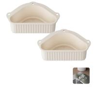 ComfyHarbor Lot de 2 passoires triangulaires en ABS avec crochet à ventouse pour déchets alimentaires, 3 supports d'évier de cuisine, design peu encombrant (blanc)
