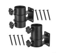 ComfyHarbor Lot de 2 supports de parasol réglables pour poteaux de 3,3 à 5,3 cm, support d'angle en fer robuste avec 2 pinces pour balustrade de terrasse, mât de drapeau ou espace barbecue, noir