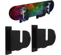 ComfyHarbor Lot de 2 supports muraux en acrylique transparent pour longboard Cruiser Penny Board - Cintre incurvé avec matériel - Noir
