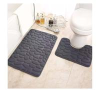 ComfyHarbor Lot de 2 tapis de bain doux en mousse à mémoire de forme - Antidérapant - Motif pierre - Pour salle de bain et toilettes, tapis rectangulaires en forme de U - Lavable en machine - Séchage