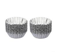ComfyHarbor Lot de 20 moules à muffins réutilisables en aluminium antiadhésifs pour la cuisson du pain, du pudding, des bonbons, argent, 5,2 à 7,3 cm (7,3 x 2 cm)
