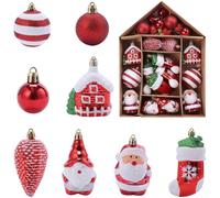 ComfyHarbor Lot de 3 boules de Noël en plastique peintes à la main 24,5 x | Détails peints à la main, finition vive, aspect réaliste, améliore les décorations de vacances, l'esprit festif