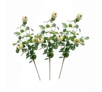 ComfyHarbor Lot de 3 bouquets de fleurs artificielles avec fleurs en coton et citrouilles blanches de 59 cm en plastique pour vases, centres de table, décoration de fête (A09864)