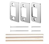 ComfyHarbor Lot de 3 plaques de verrouillage de porte en acier inoxydable pour réglage du pêne dormant - Utilisation interne (argent droit)
